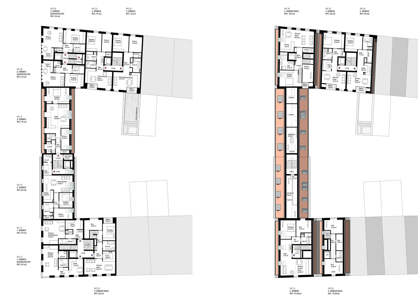 Grundrisse 2. und 3. Obergeschoss