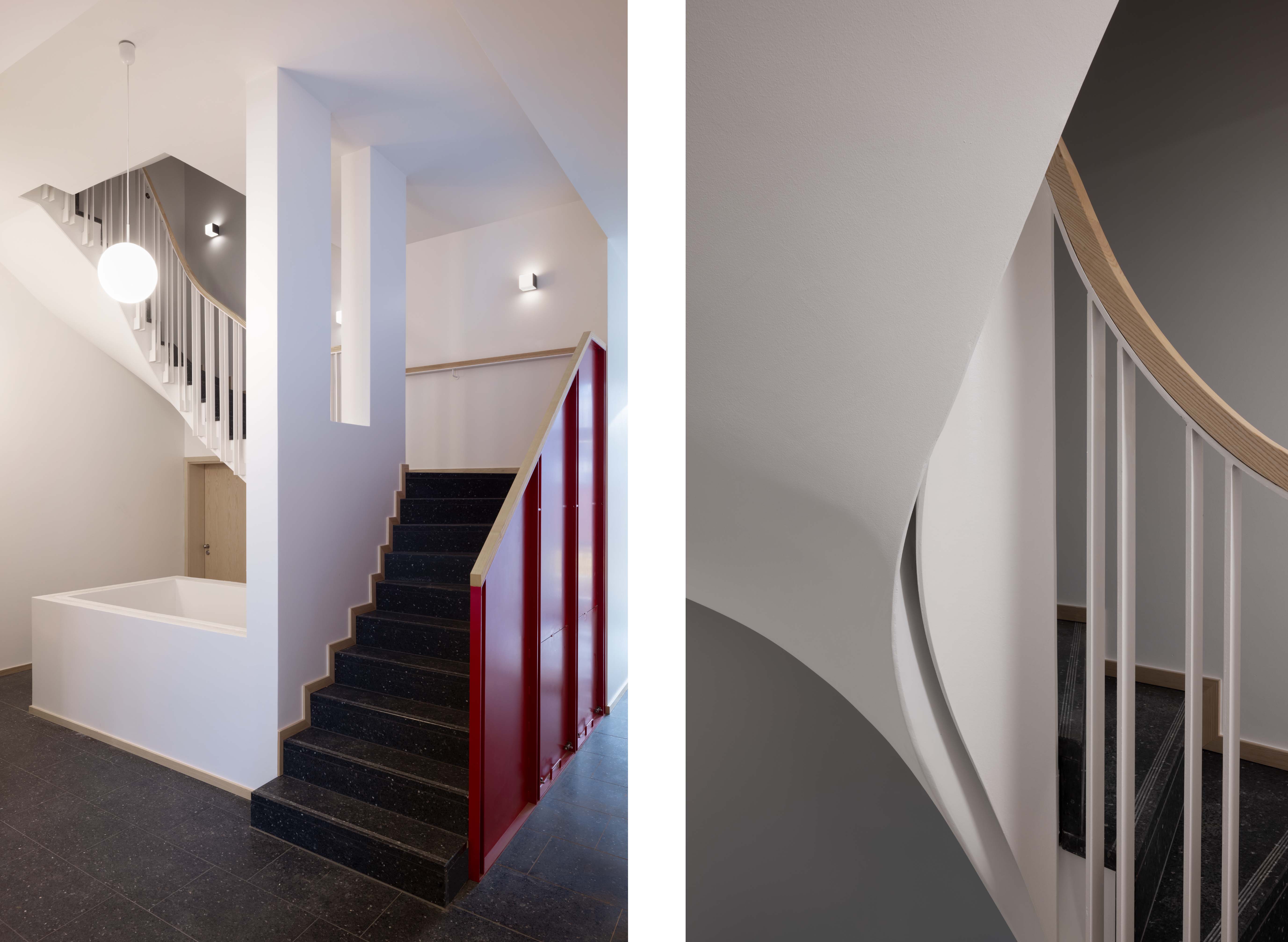 Treppenaufgang Diele und Detail Treppenhaus