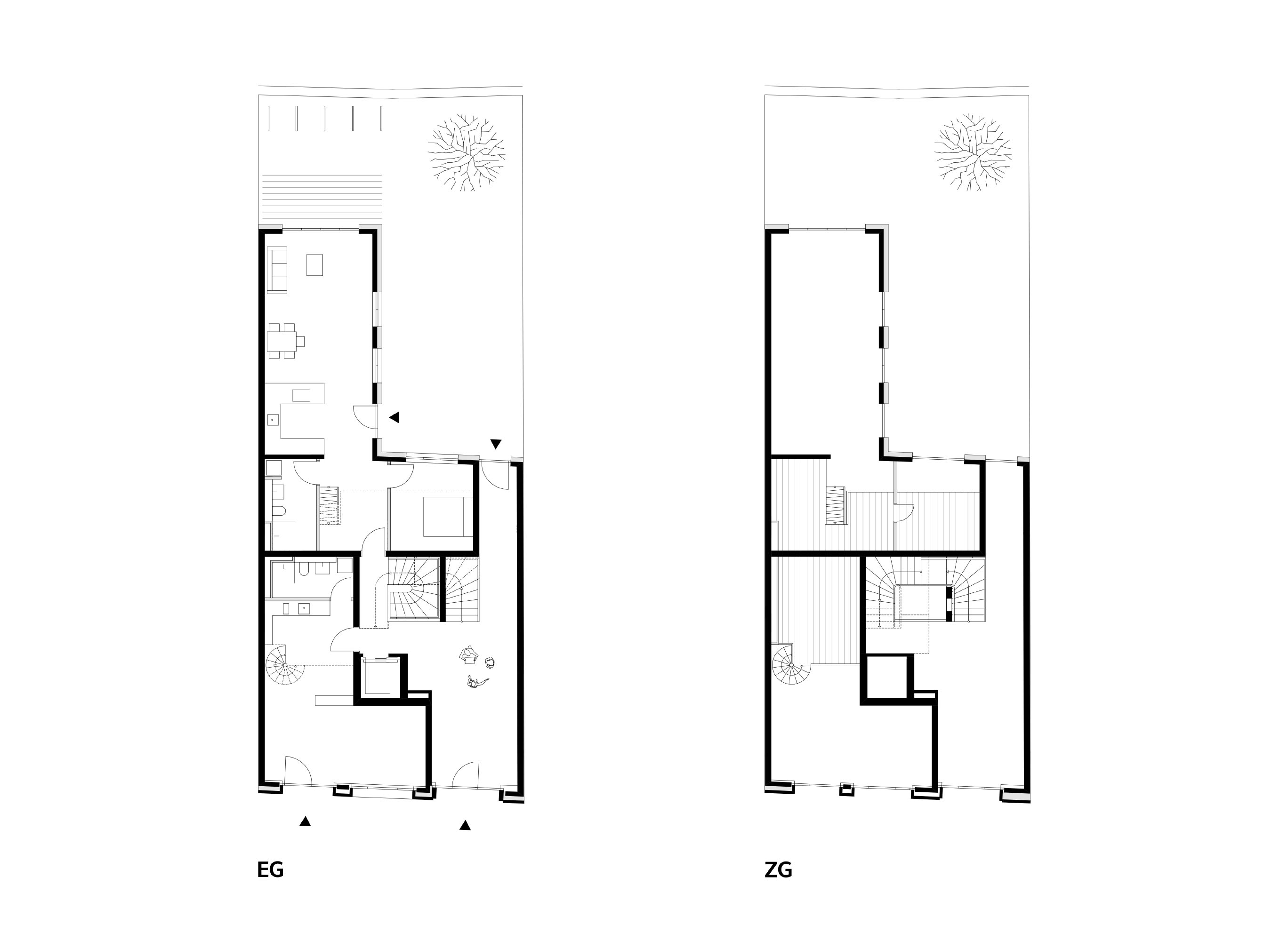 Grundrisse Erdgeschoss und Zwischengeschoss