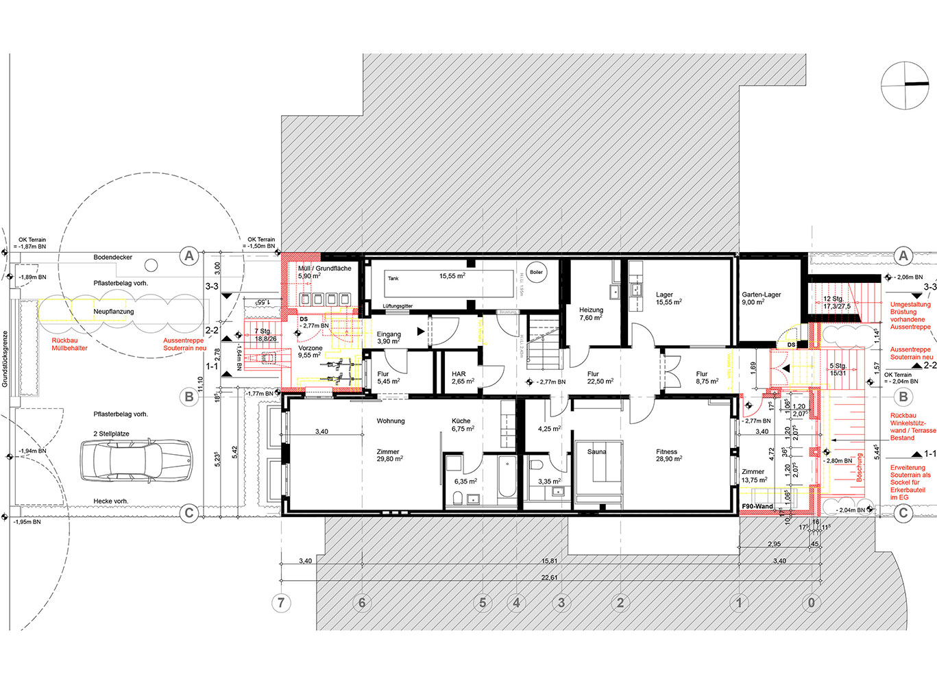 Grundriss Tiefparterre