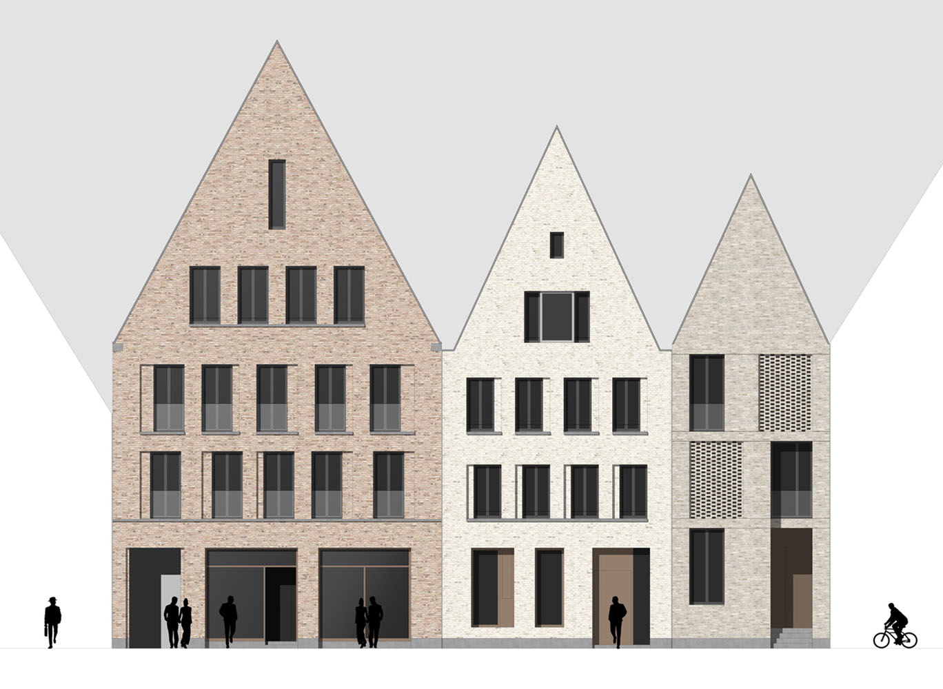 Gründungsviertel Lübeck Fassadenentwurf der drei Haustypen