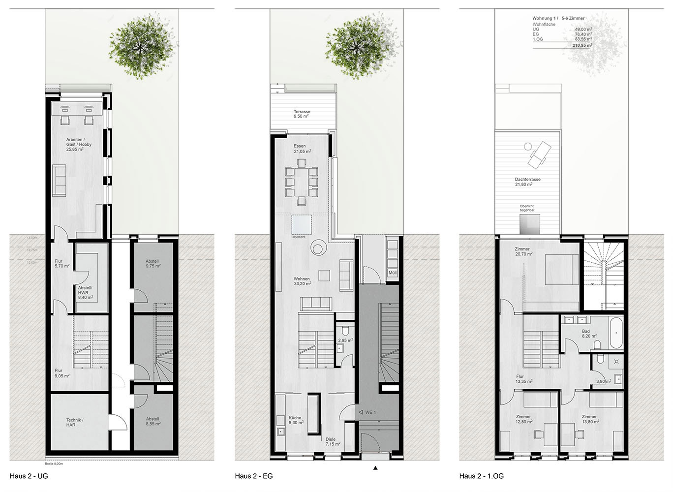 Grundrisse UG / EG und 1.OG