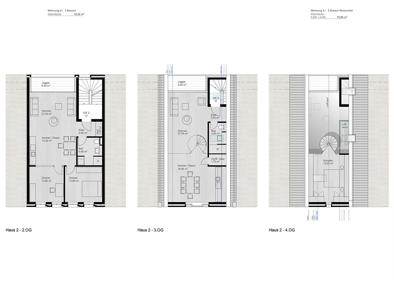 Grundrisse 2. / 3. und 4.OG