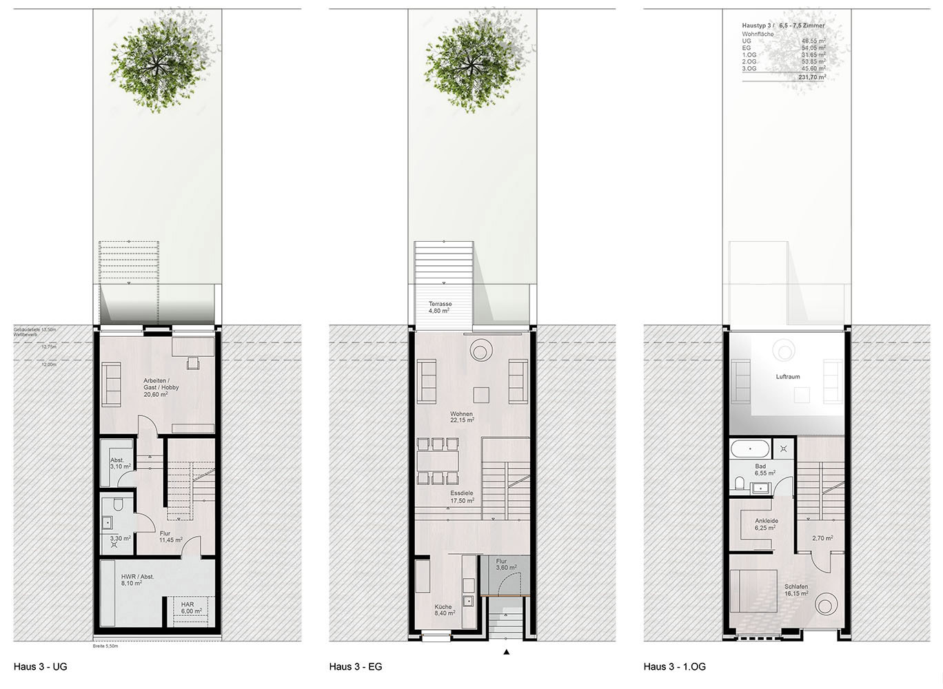 Grundrisse UG / EG und 1.OG